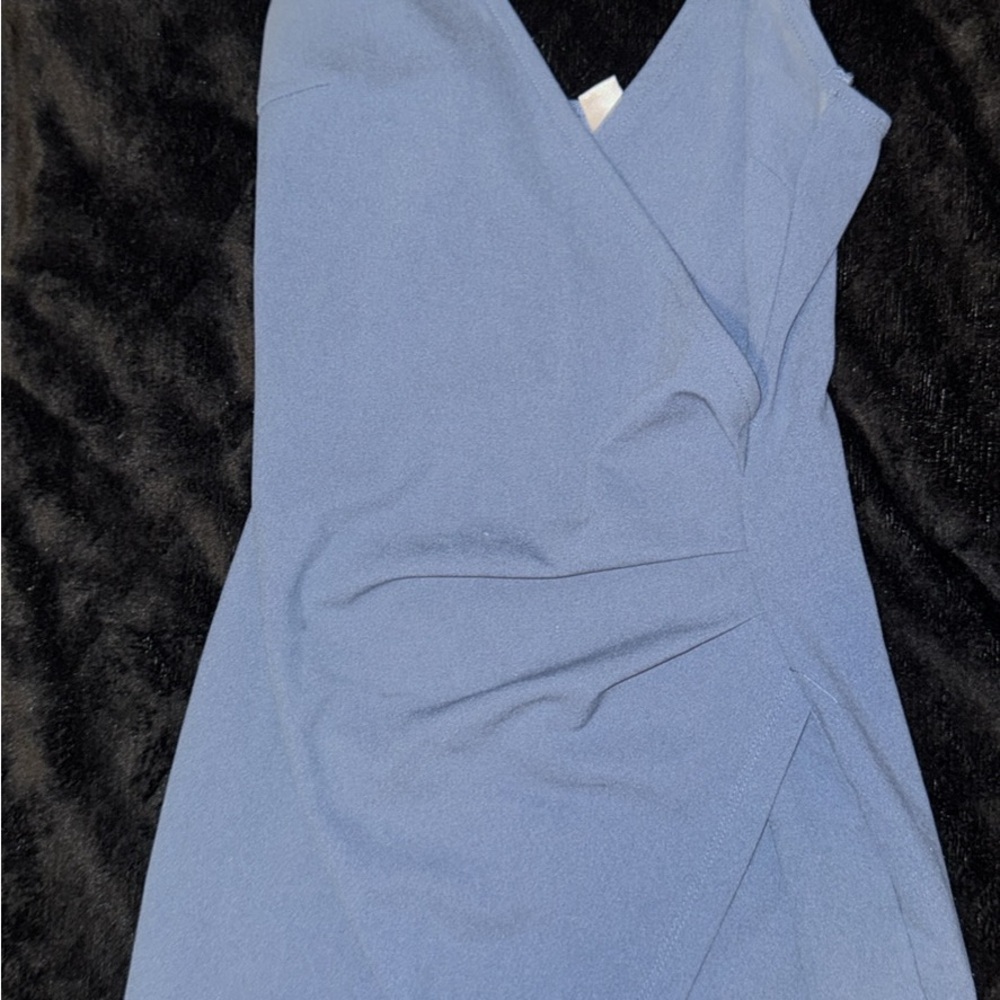 Elegant Blue Wrap Dress